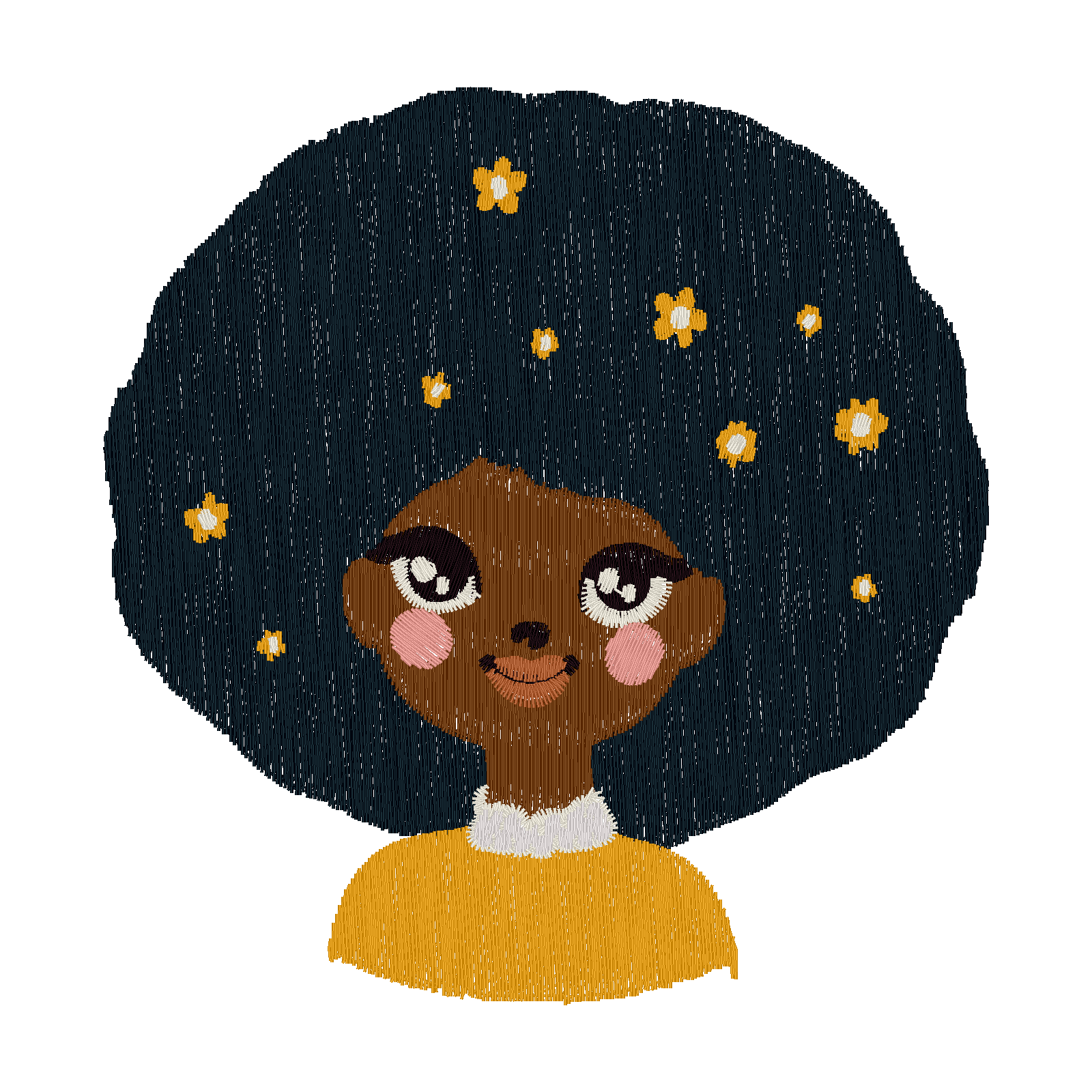 Afro Bloom Portrait digital stitch preview
