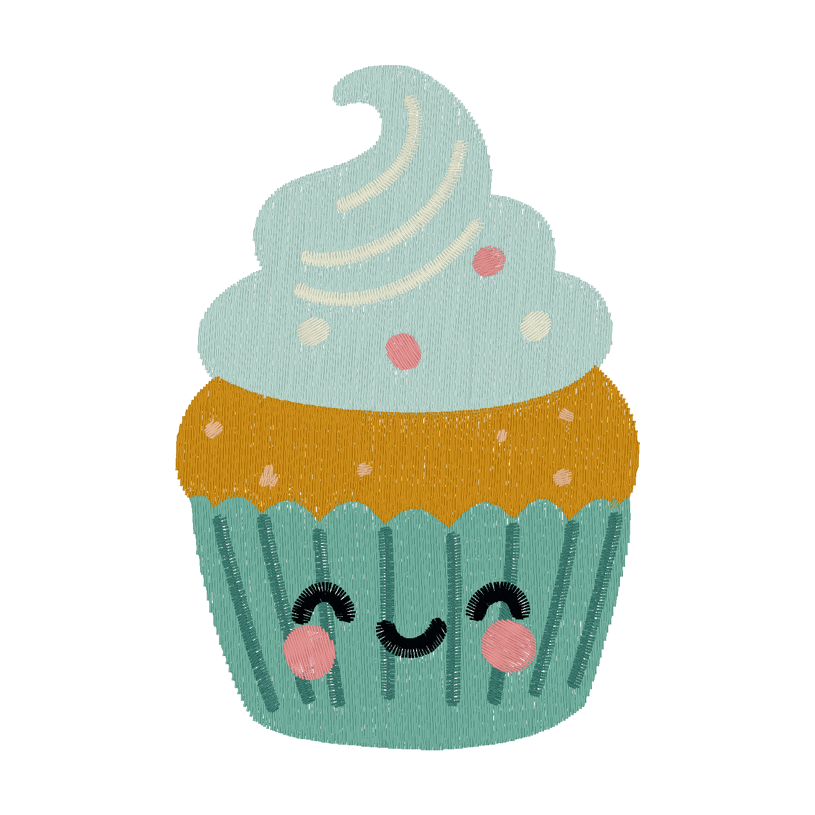 Blue Kawaii Cupcake stitch preview