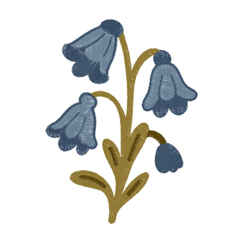 Bluebell flower embroidery stitches