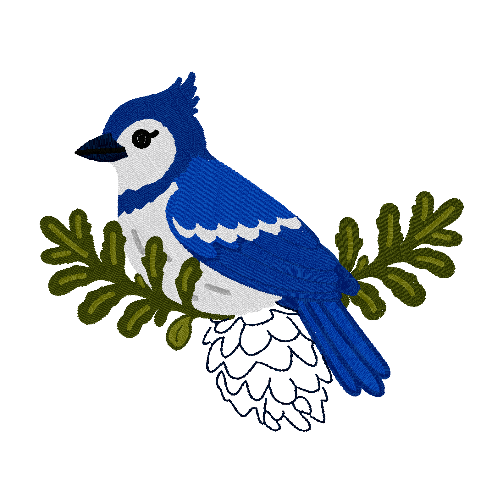 Bluebird Cluster digital stitch preview