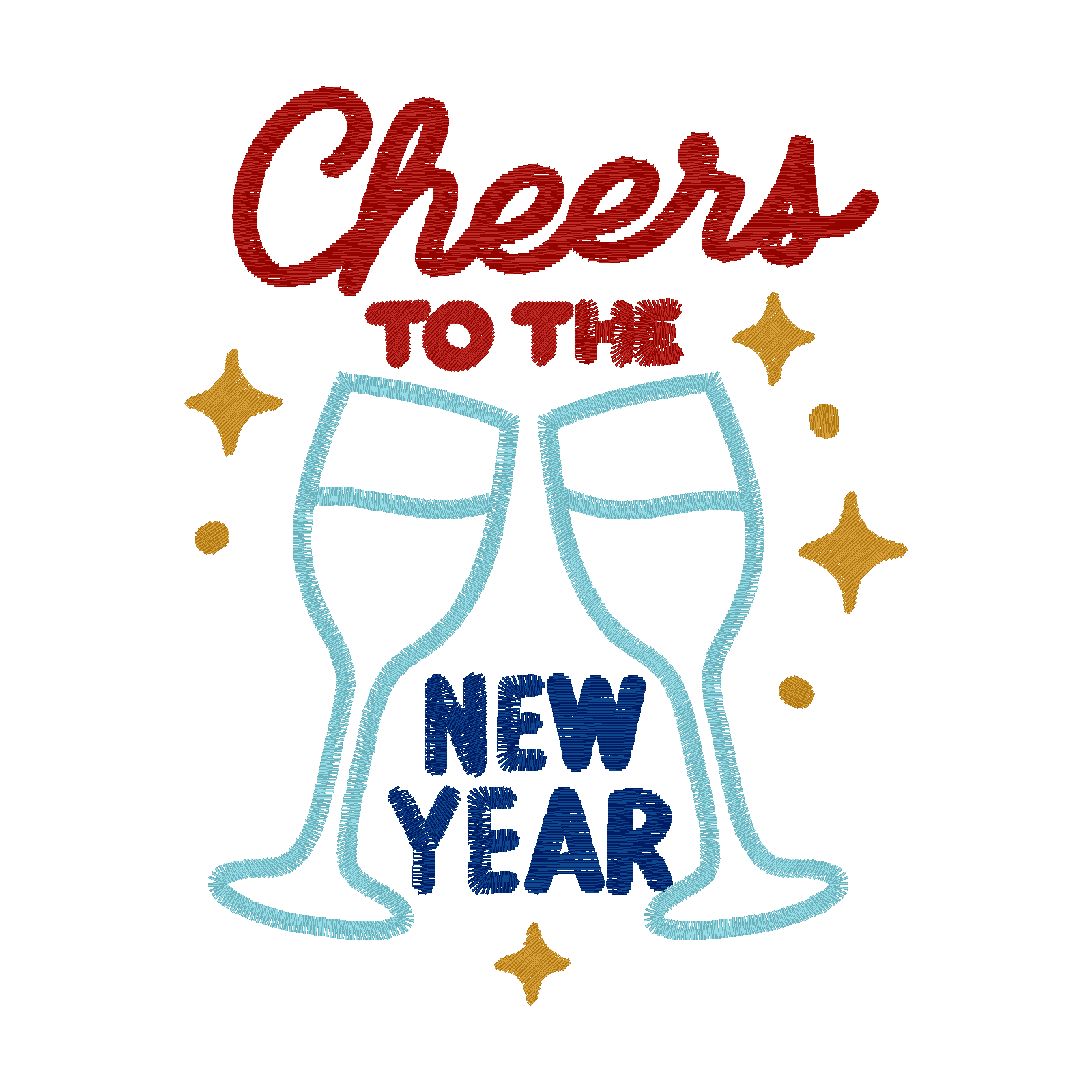 Cheers New Years digital stitch preview