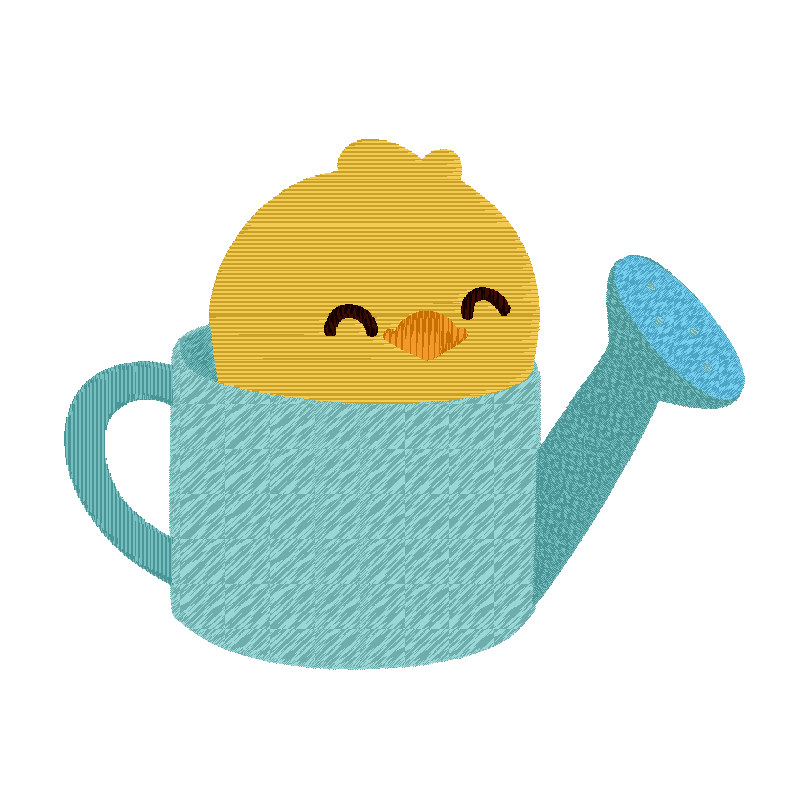 Chick in a Watering Can digital stitch preview