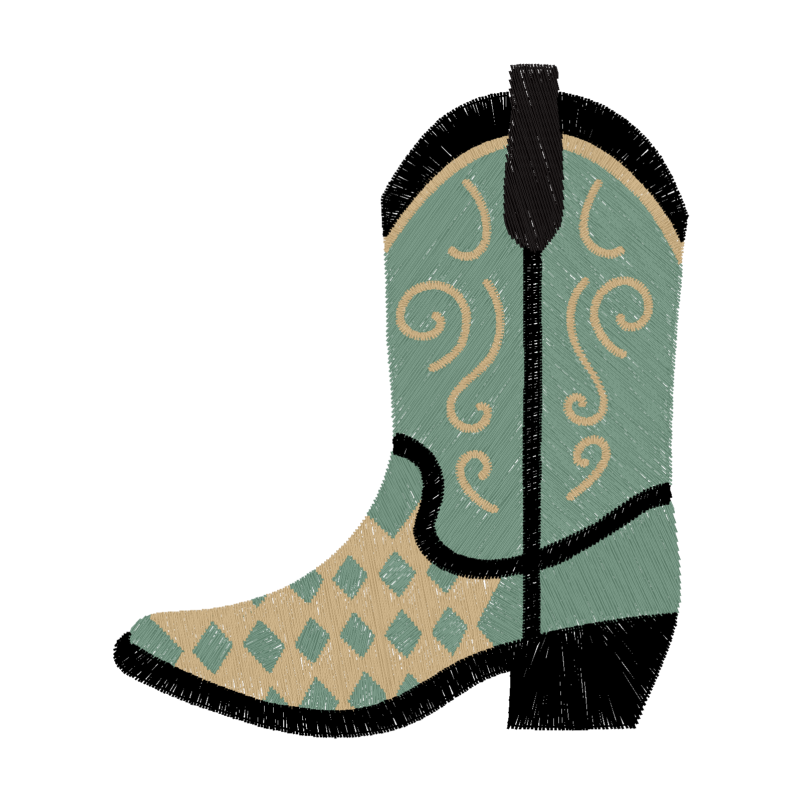 Cowboy Boot digital stitch preview
