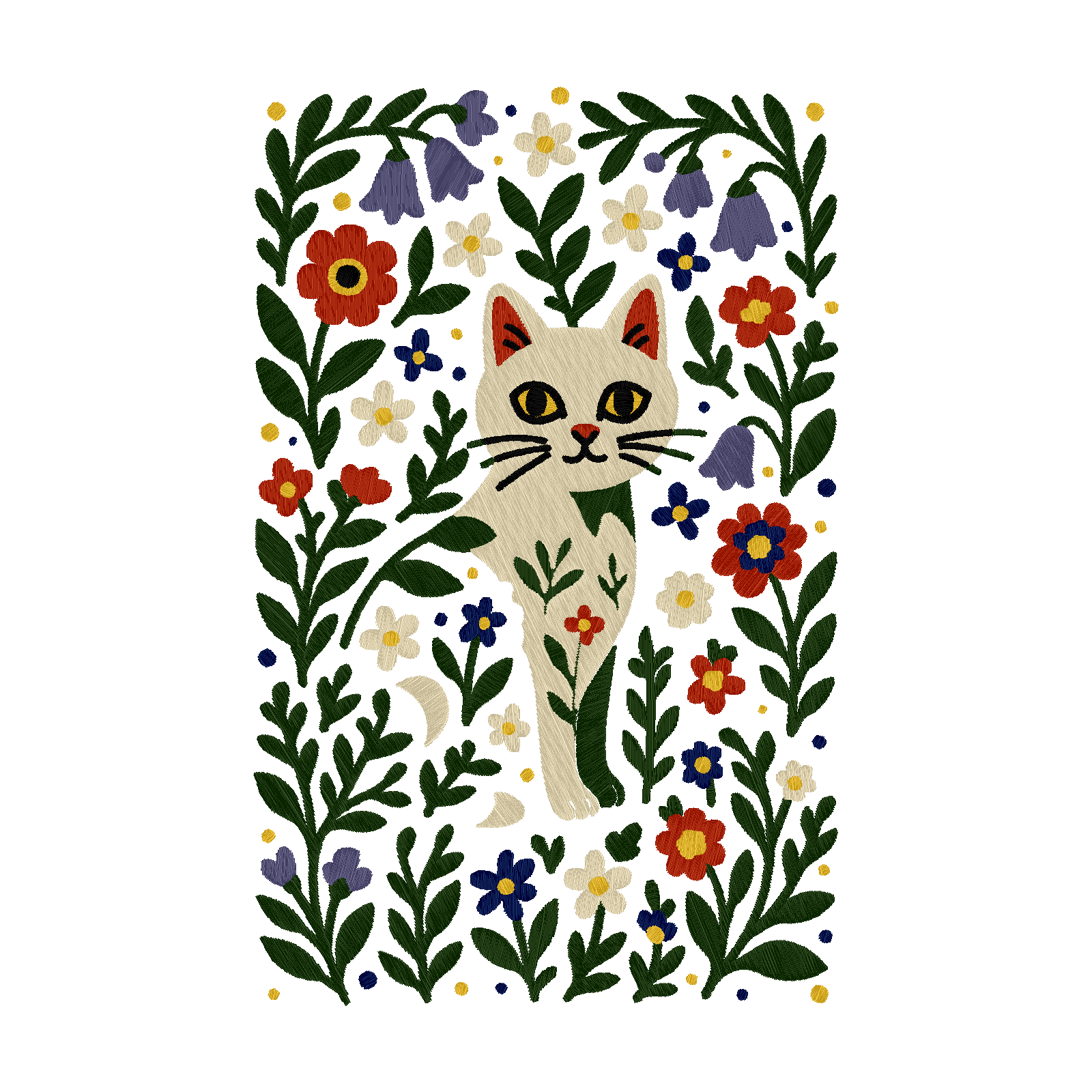 Curious Cat Garden digital stitch preview
