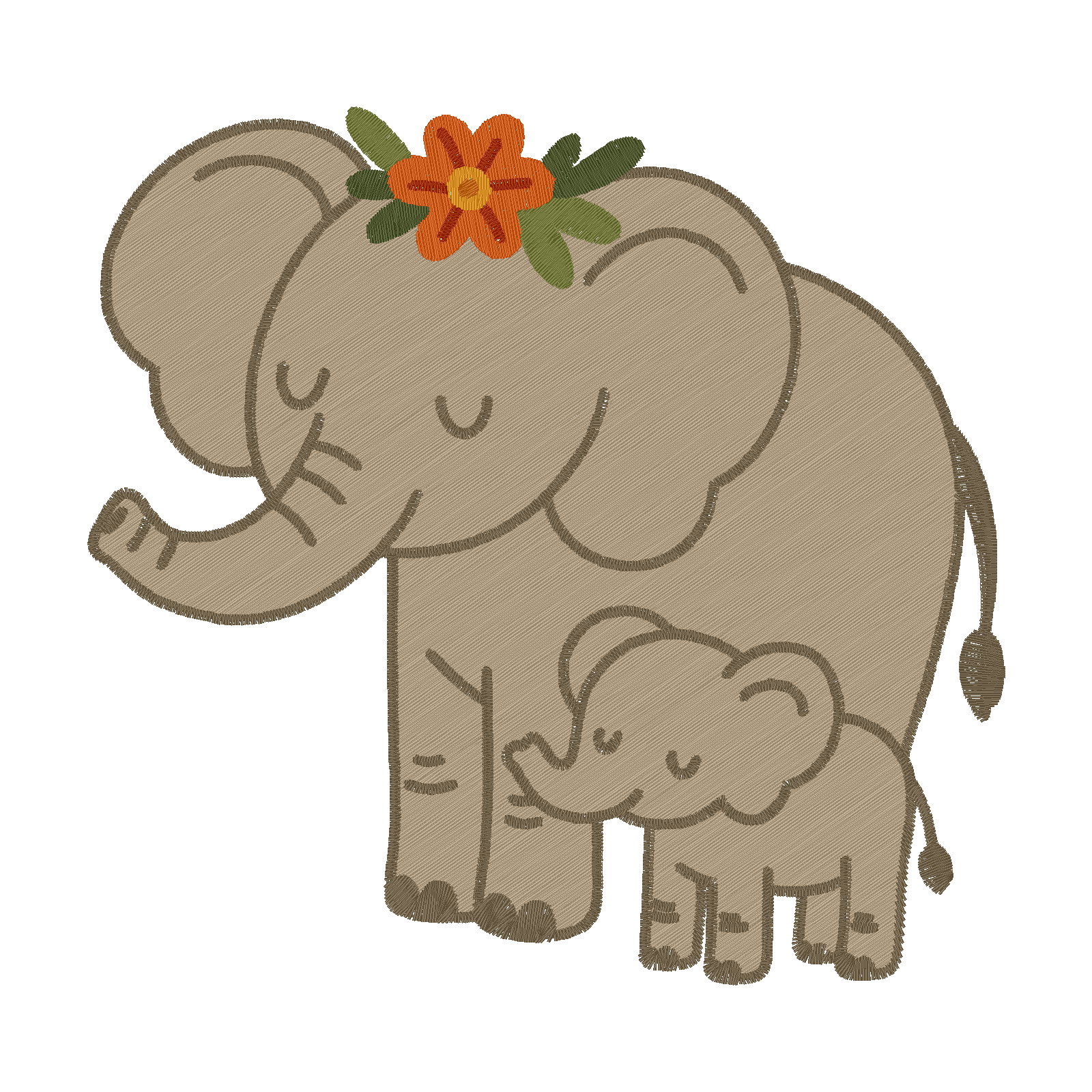 Elephant Mommy & Baby digital stitch preview