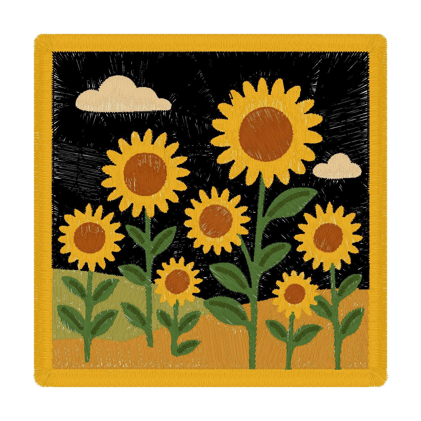 Field of Sunshine Patch digital stitch preview