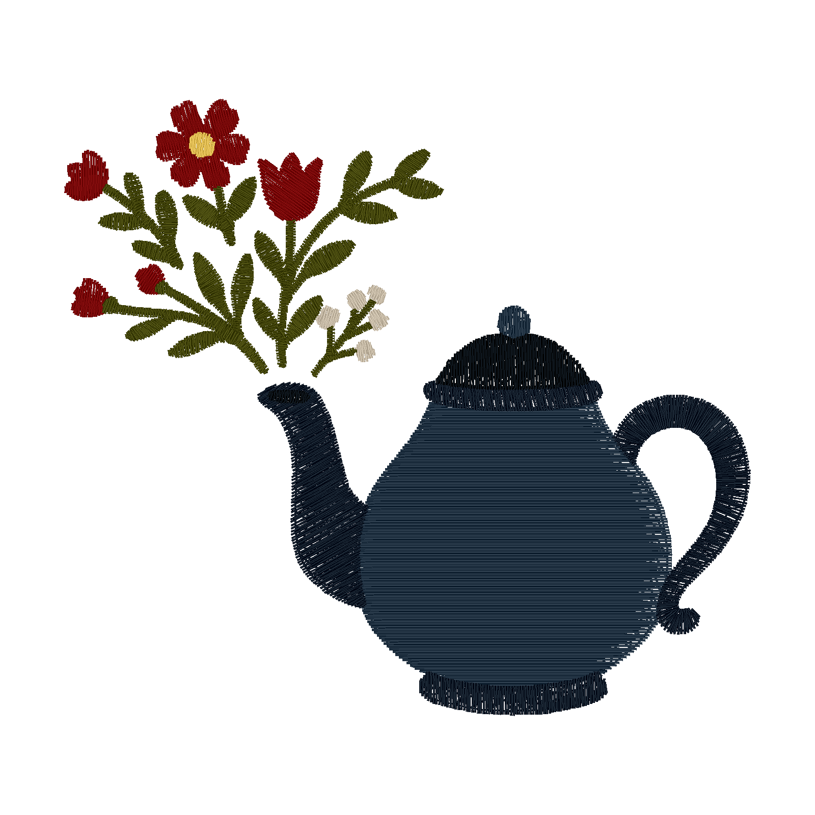 Floral Teapot digital stitch preview