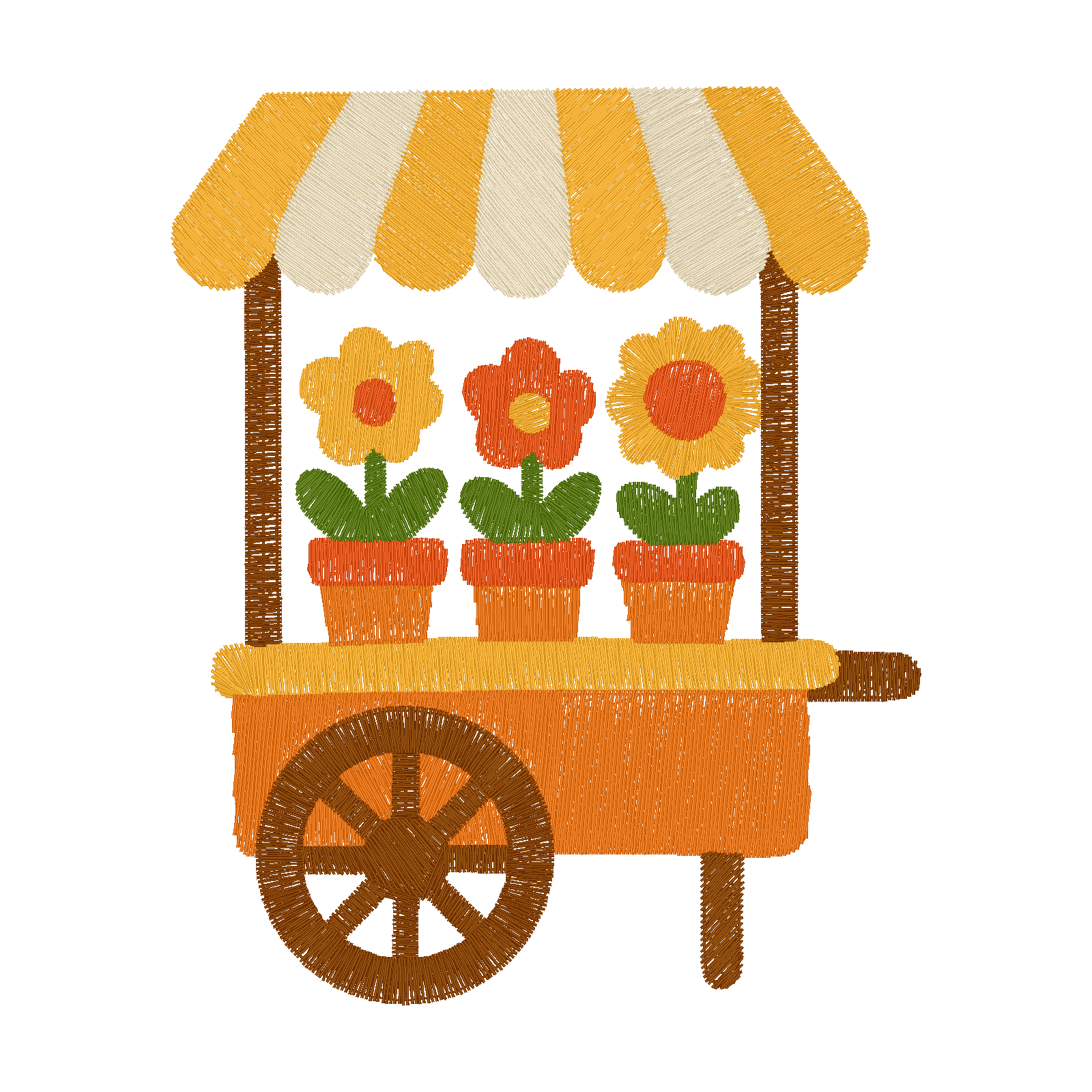 Flower Cart digital stitch preview