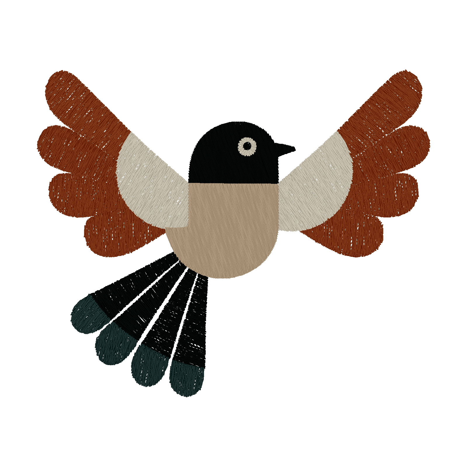 Folk Song Bird digital stitch preview