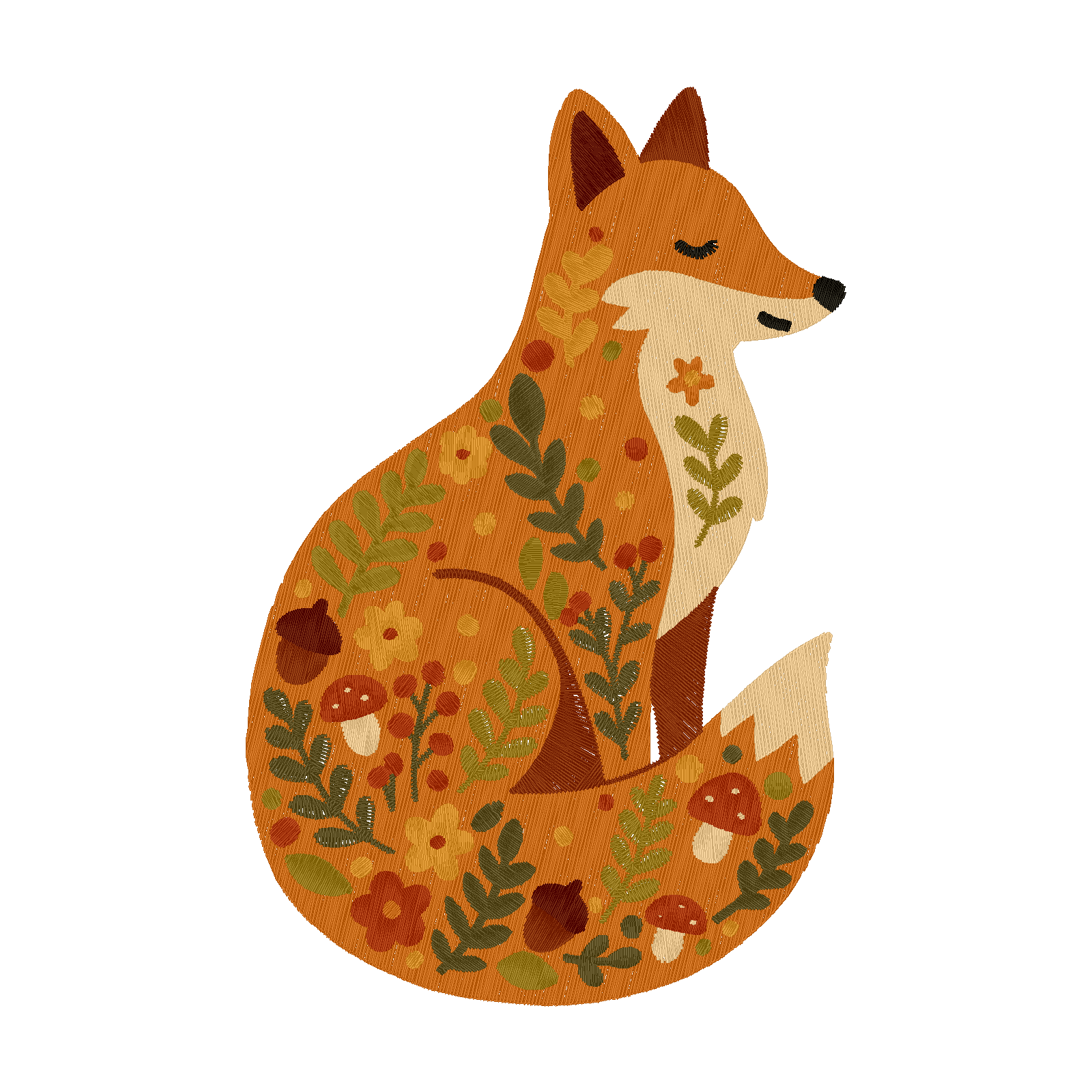 Forest Bloom Fox digital stitch preview