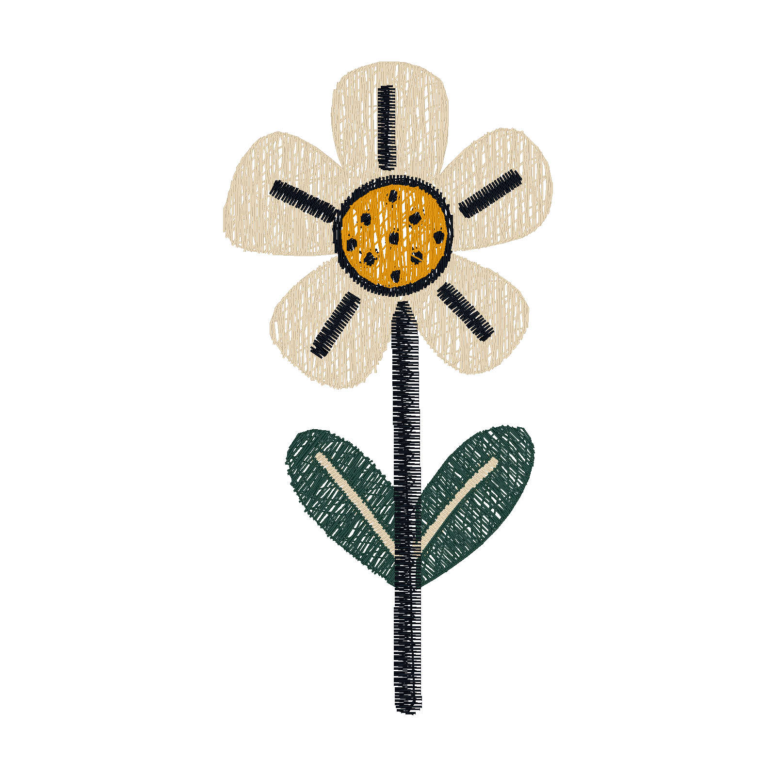 Freckled Petal Daisy digital stitch preview