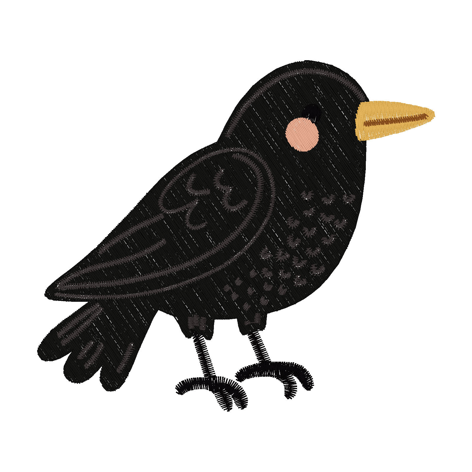 Gentle Black Bird digital stitch preview