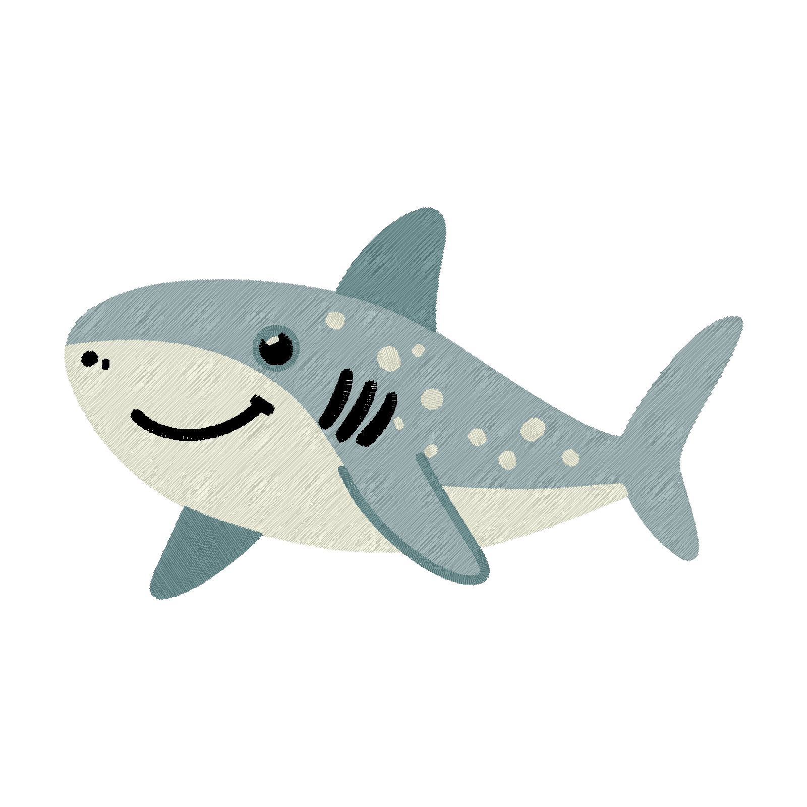 Happy Shark digital stitch preview