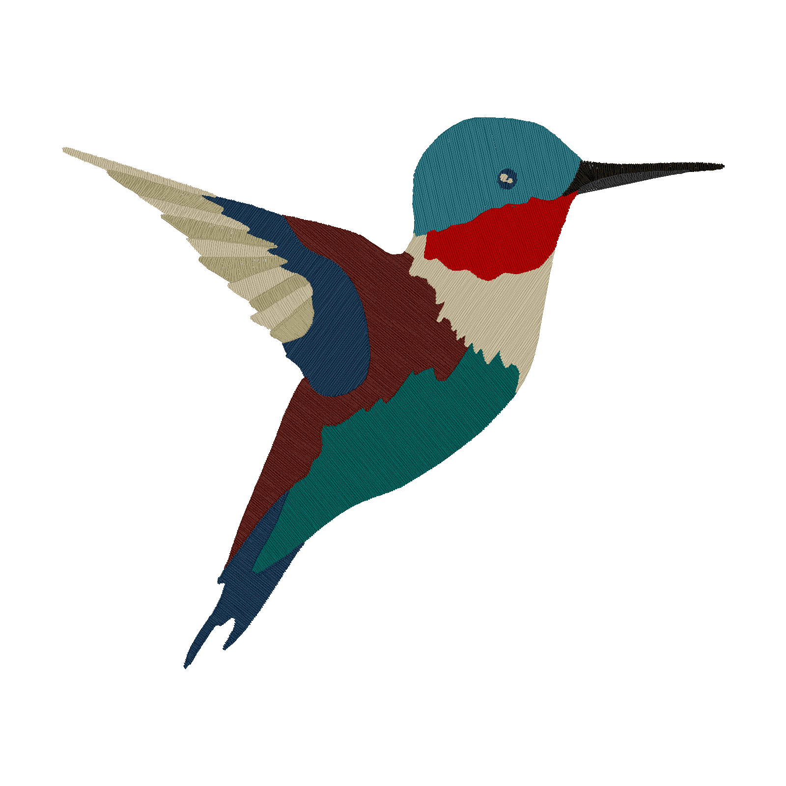 Hummingbird in Flight digital stitch preview