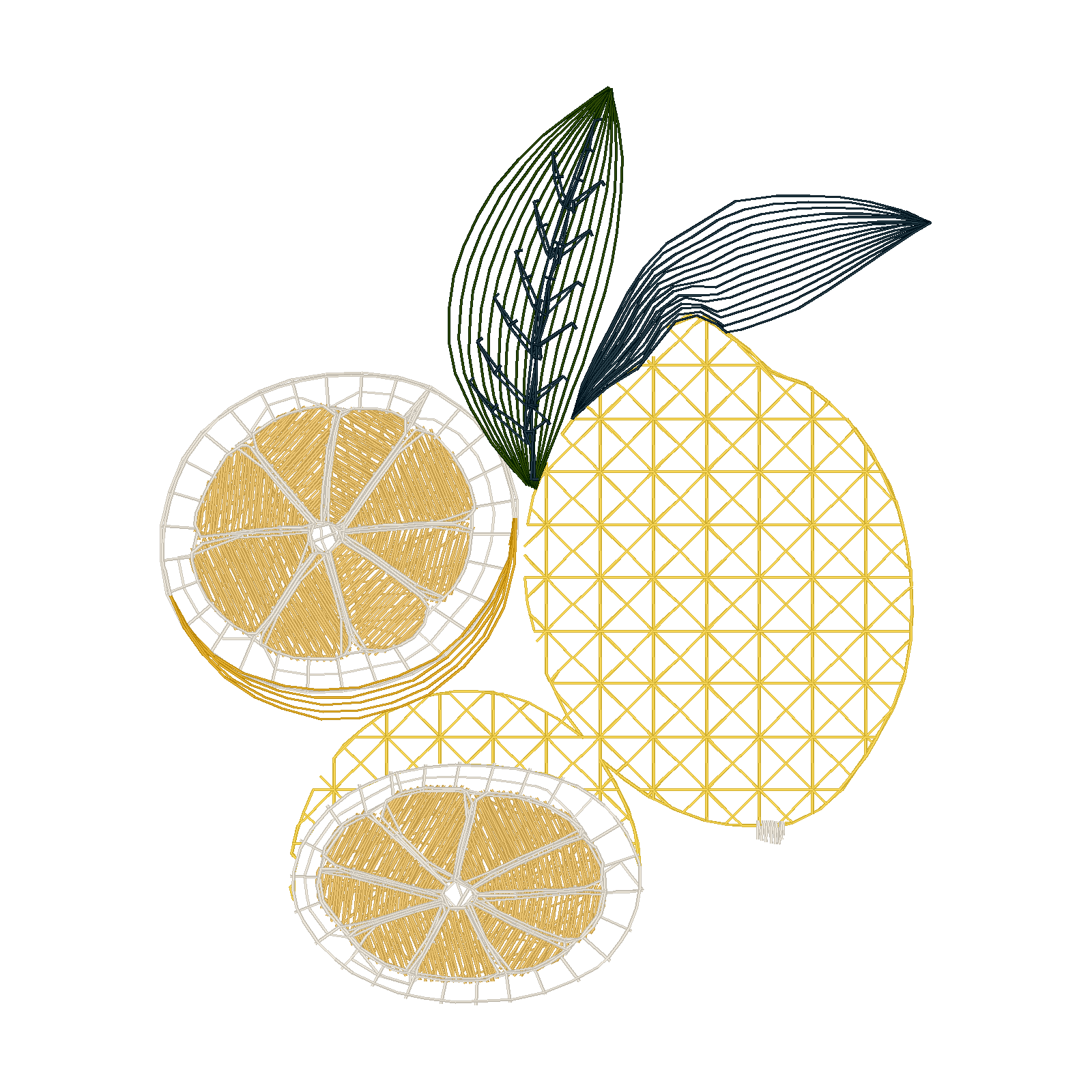 Lemon Cluster Lines digital stitch preview