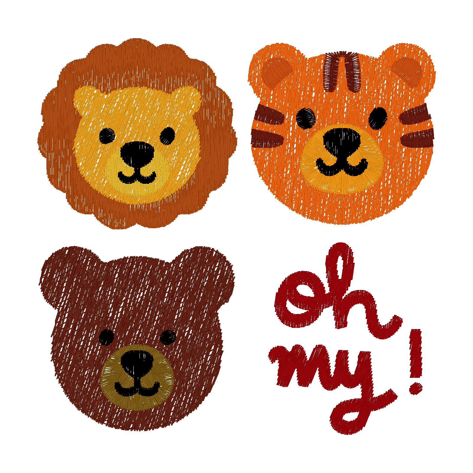 Lions & Tigers & Bears digital stitch preview