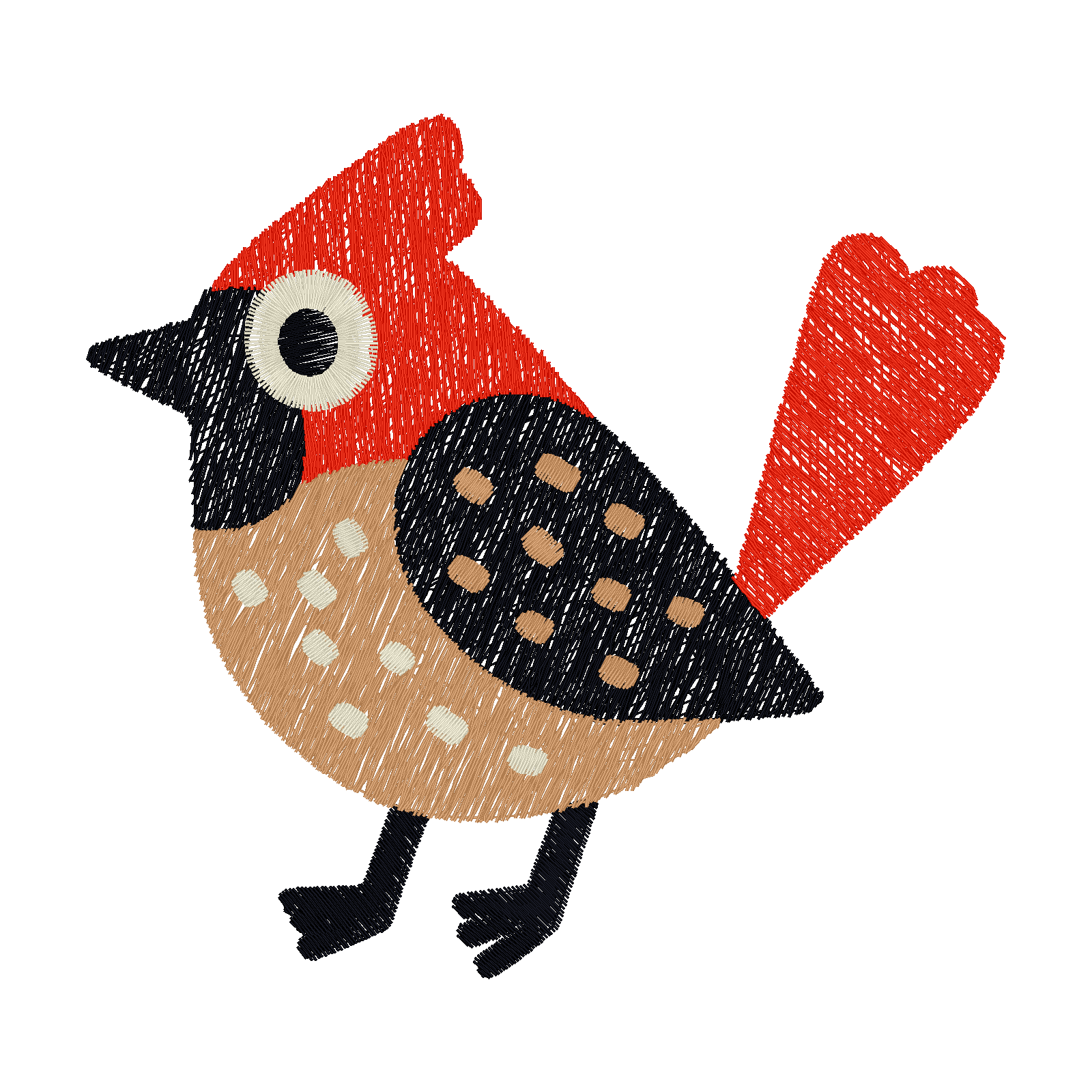 Little Red Bird digital stitch preview