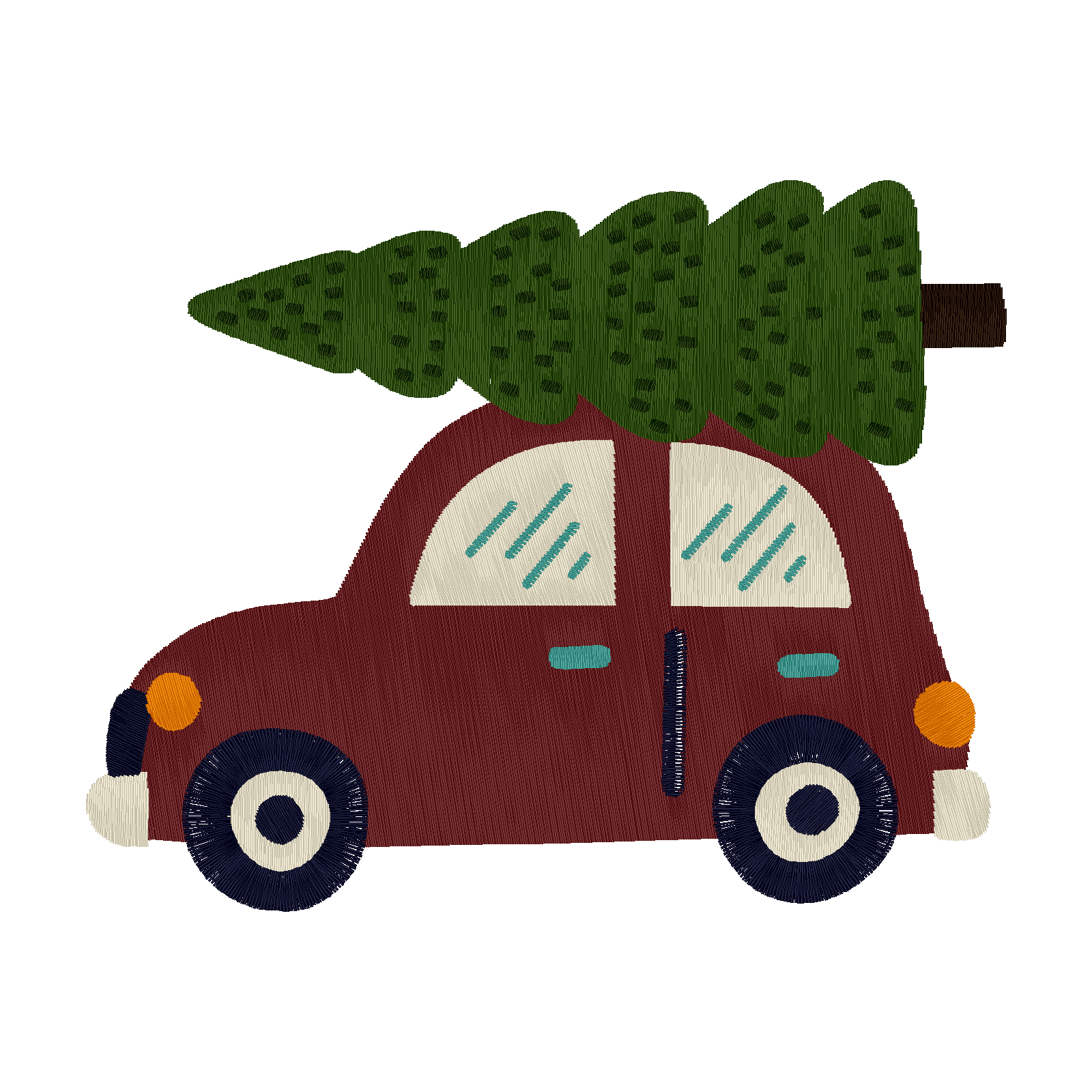 Little Red Car & Tree digital stitch preview
