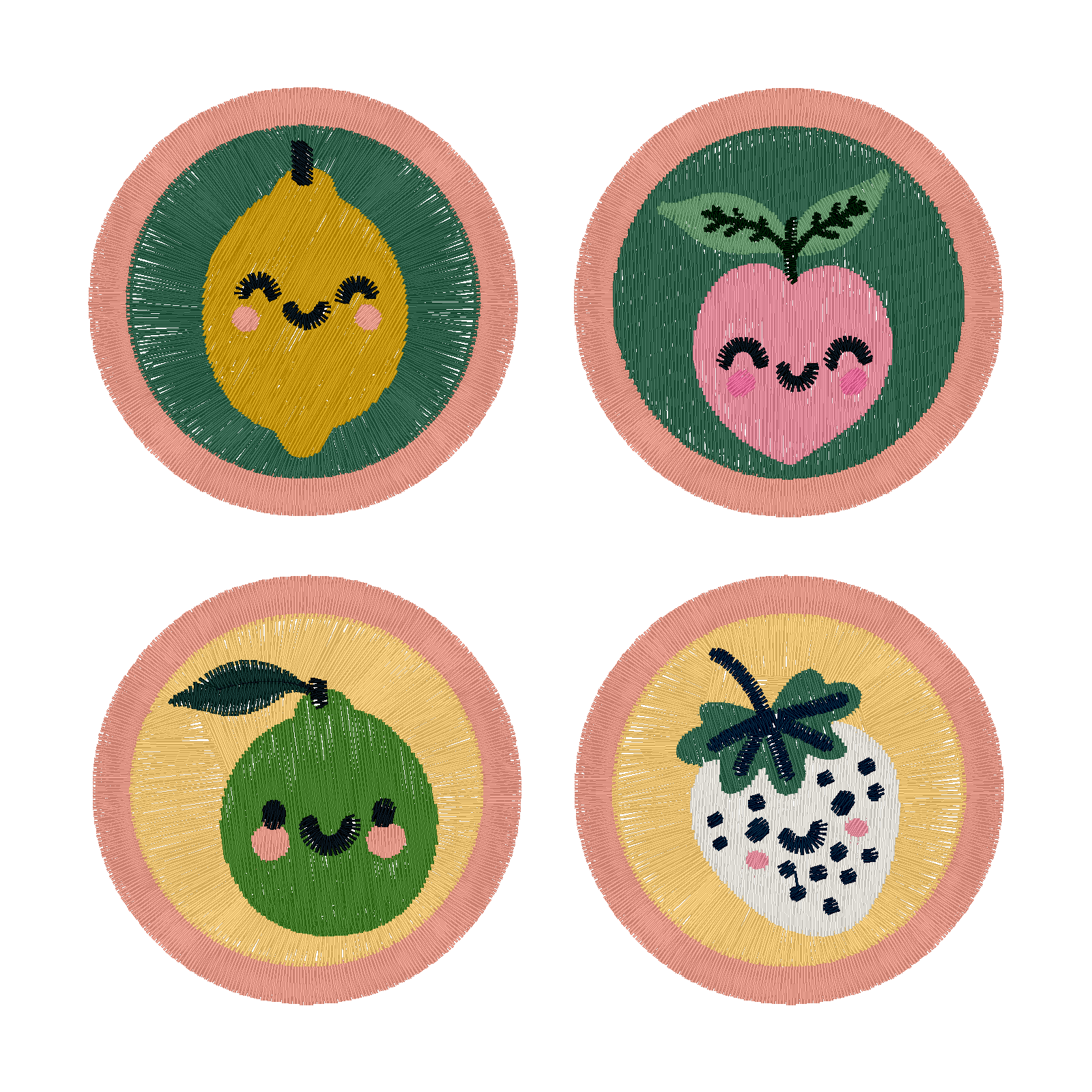 Mini Fruit Badges digital stitch preview