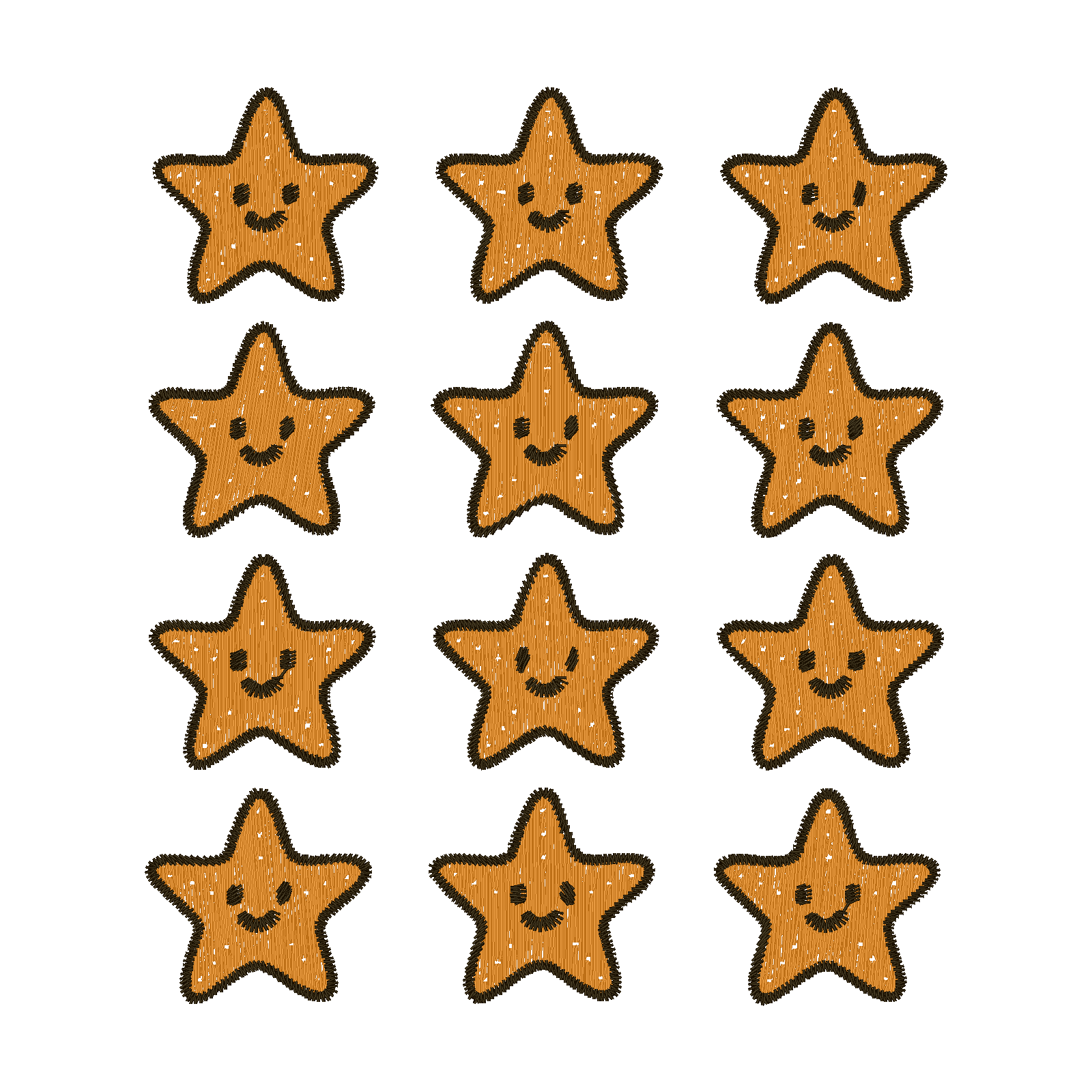 Mini Gold Star Fish Badges digital stitch preview