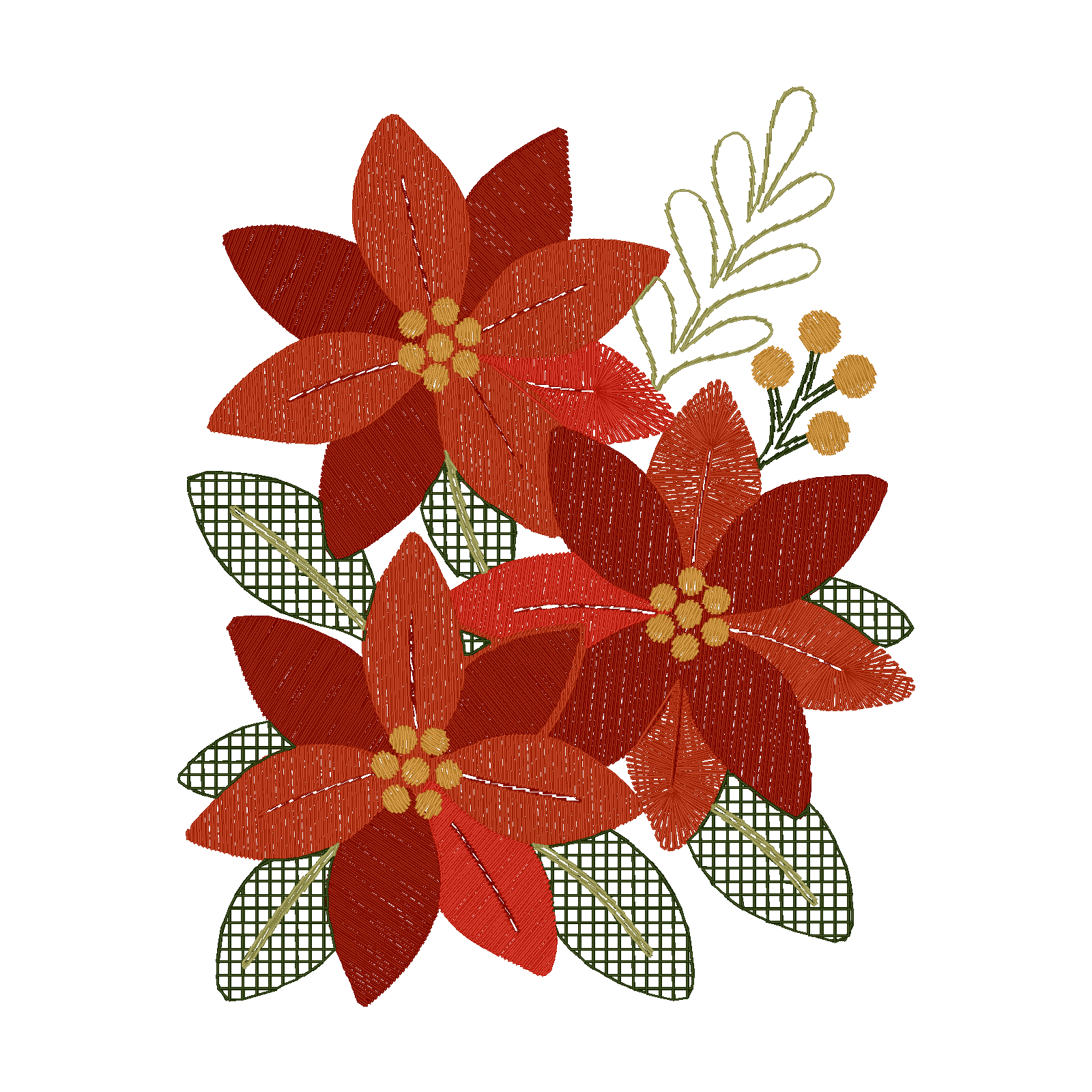 Modern Poinsettia digital stitch preview