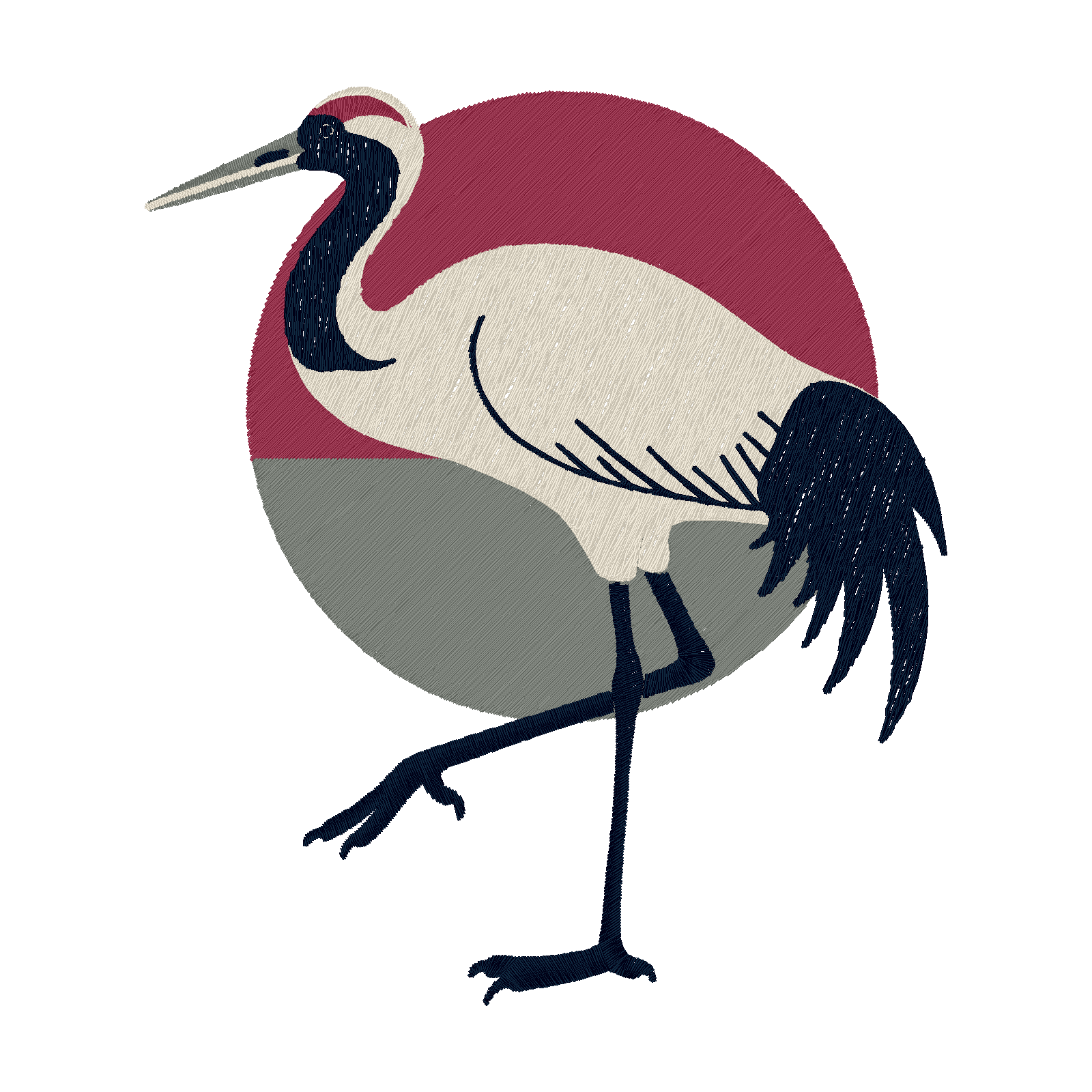 Moonrise Crane digital stitch preview
