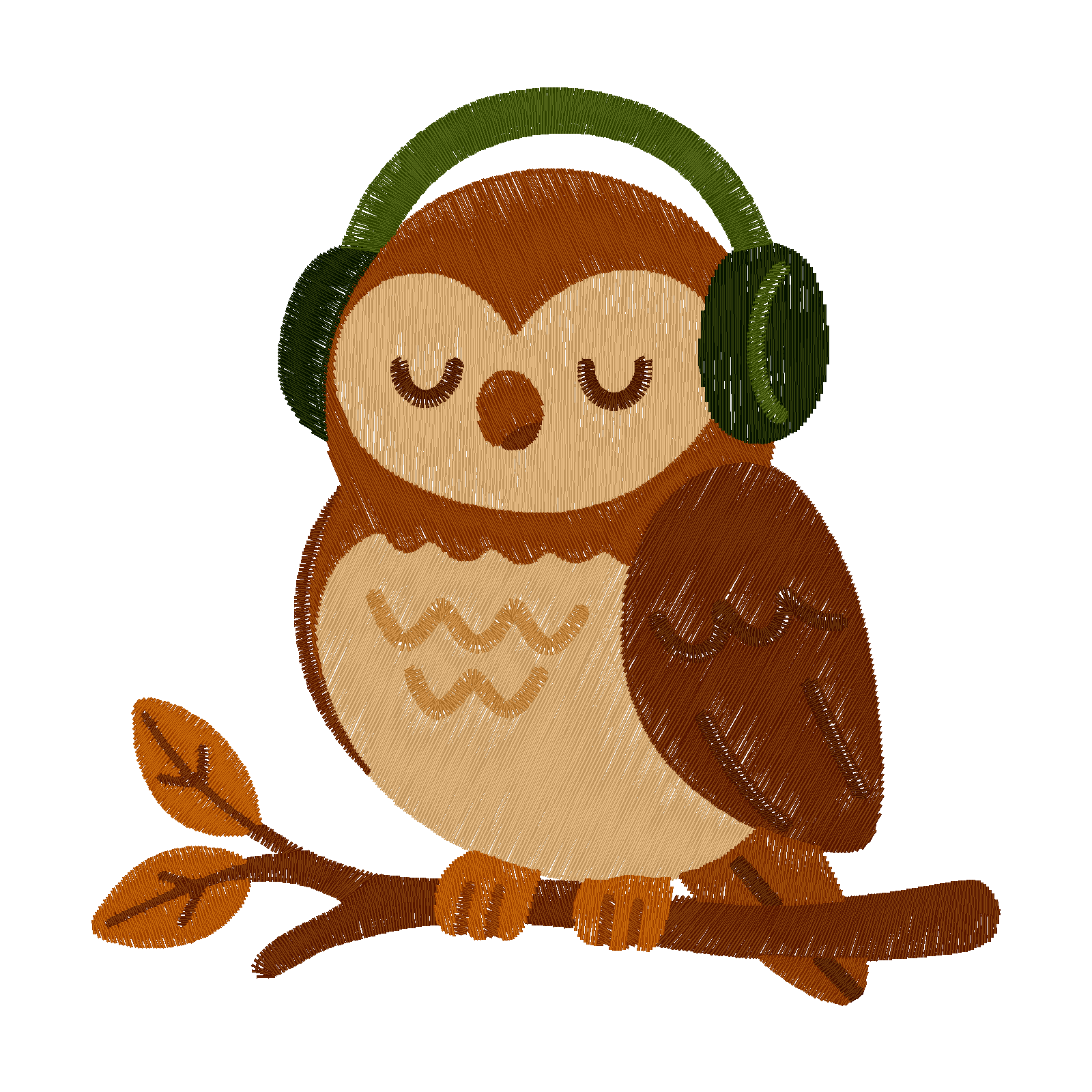 Owl with Earmuffs digital stitch preview