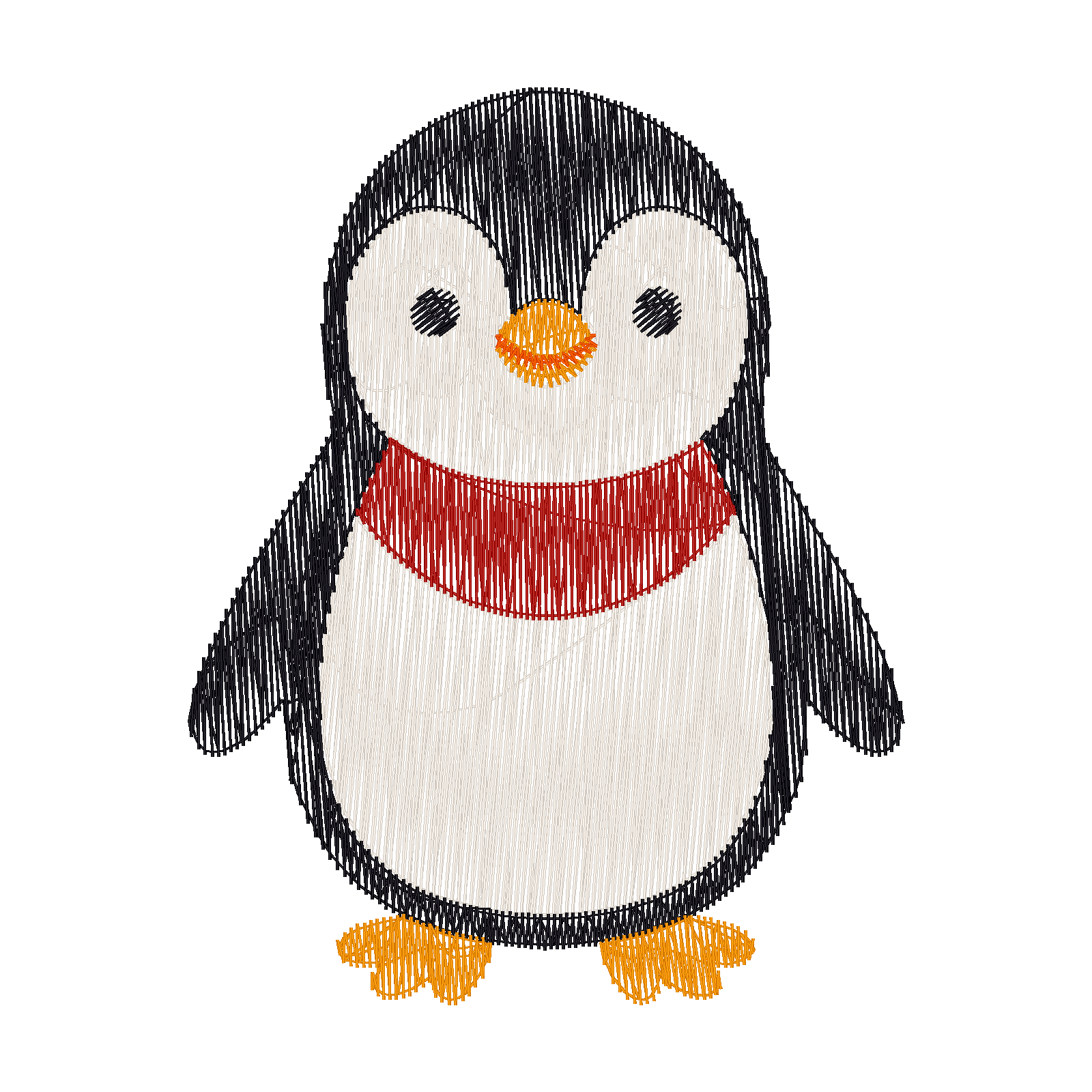 Penguin Red Scarf digital stitch preview