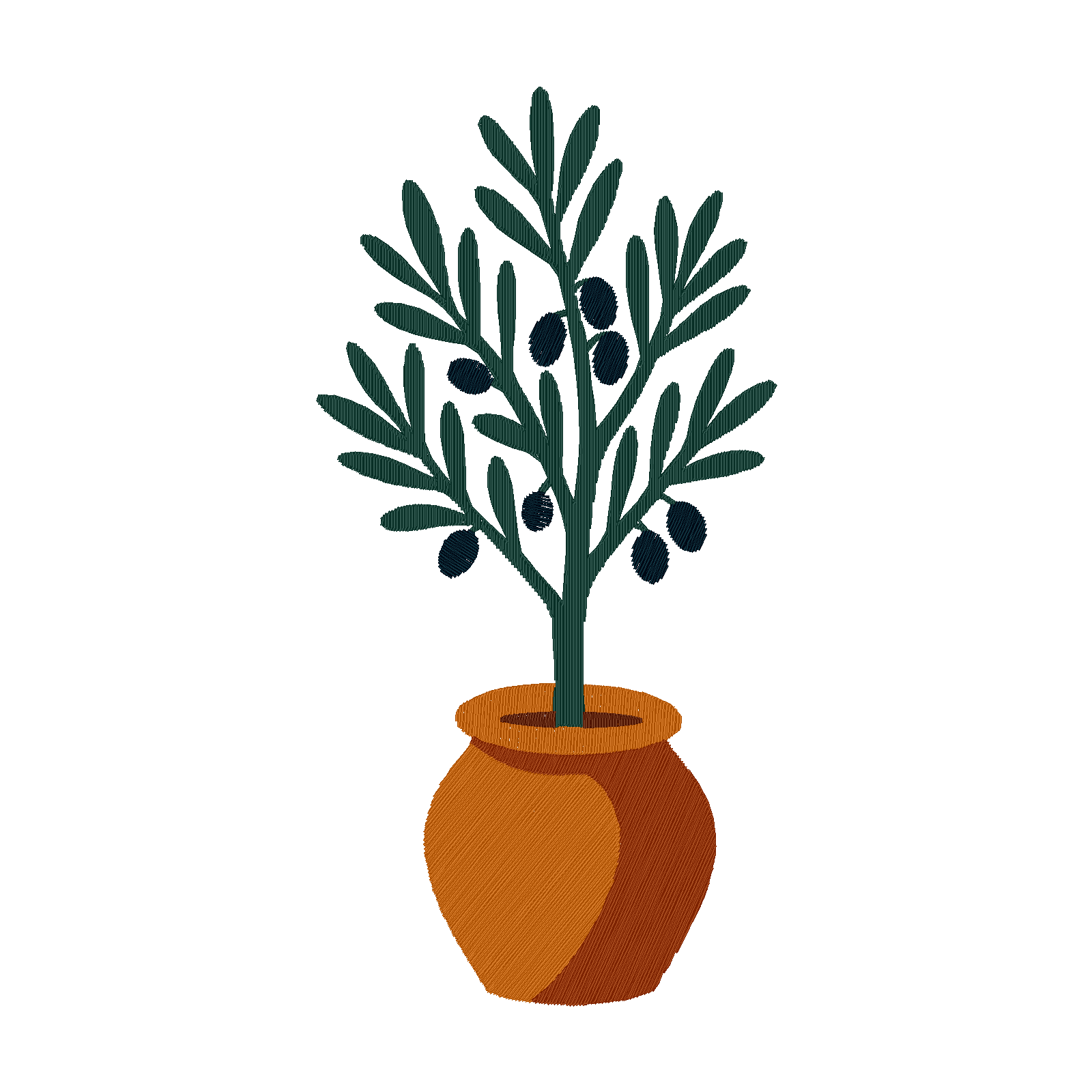 Potted Olive Tree digital stitch preview
