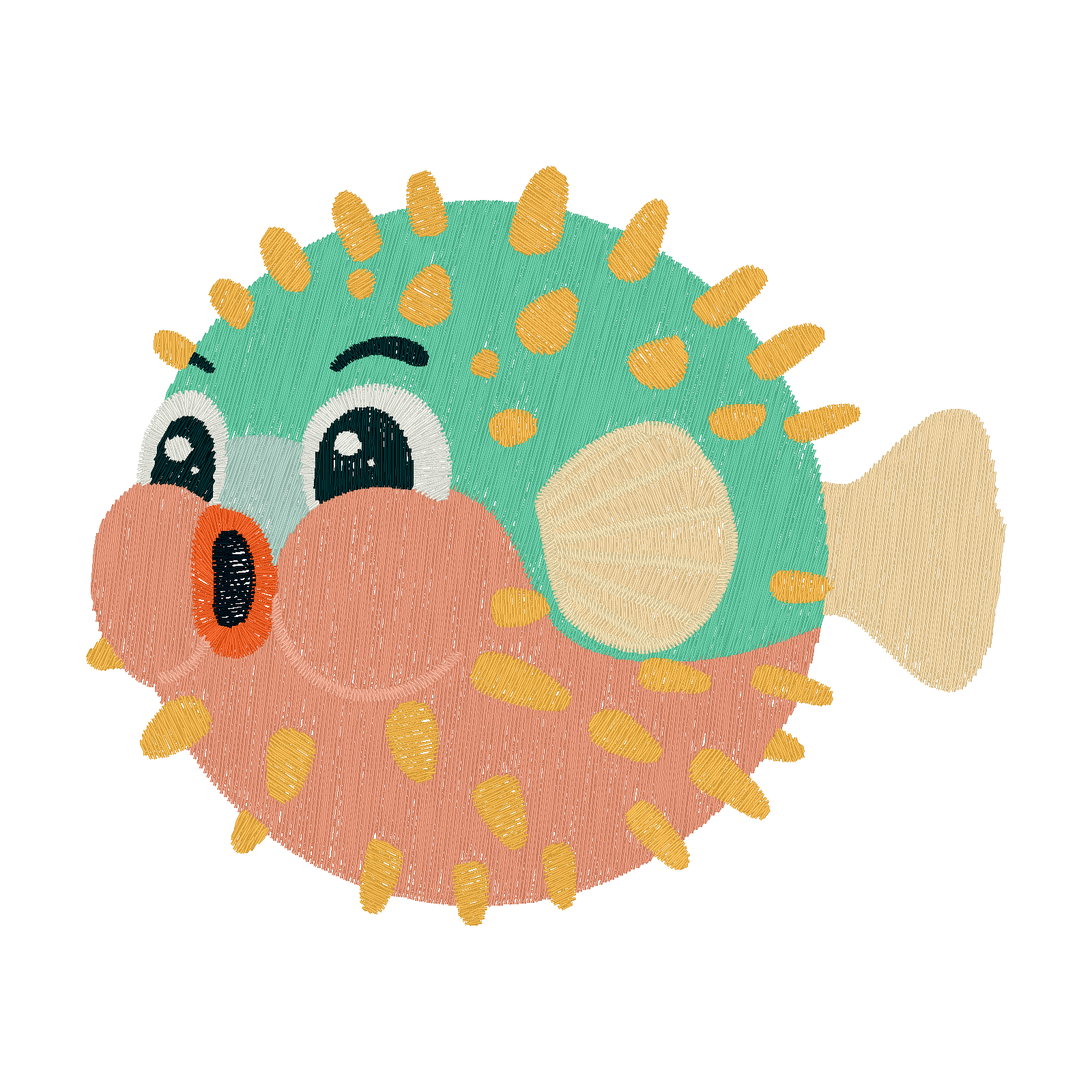 Pufferoo Pufferfish digital stitch preview
