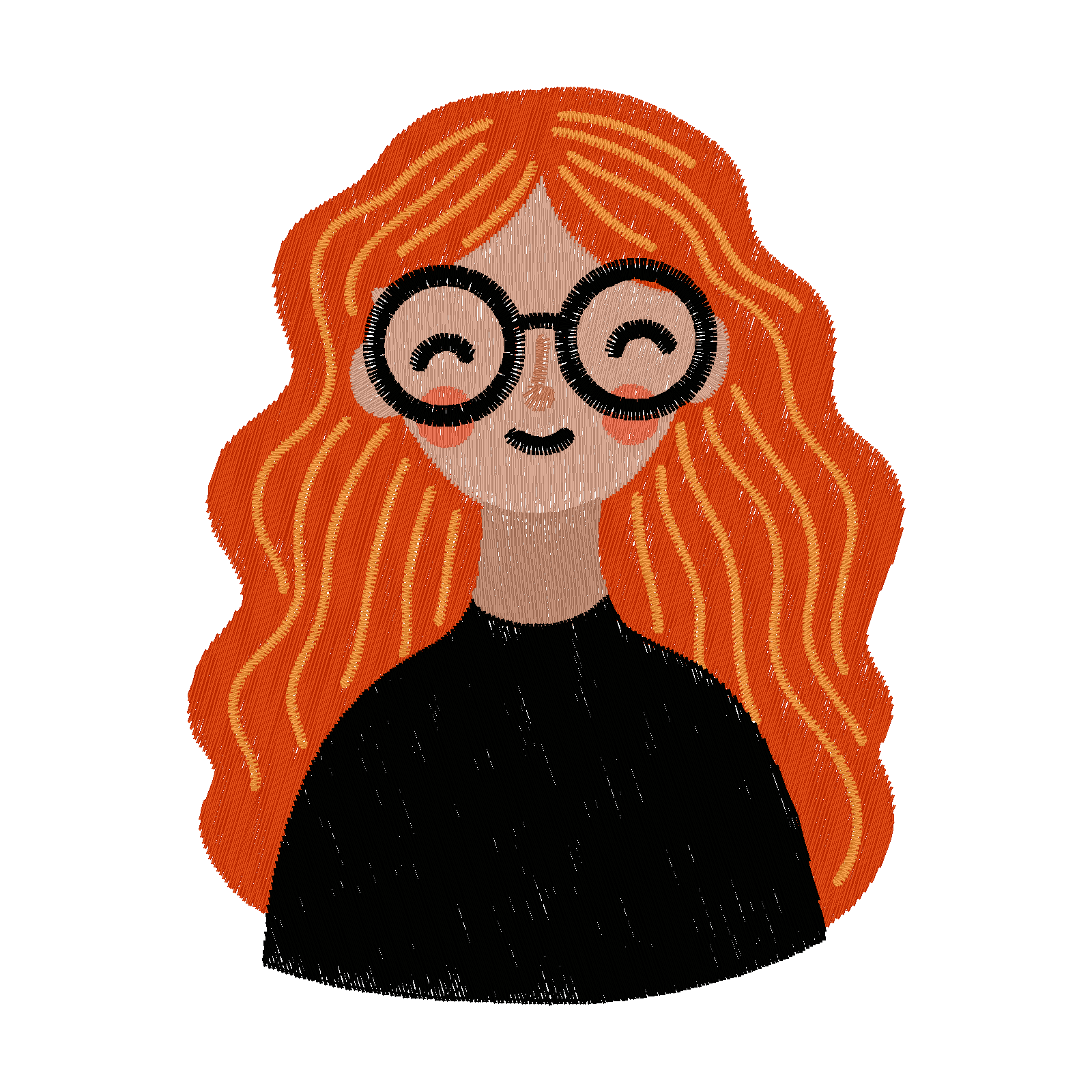 Ruby in Glasses digital stitch preview
