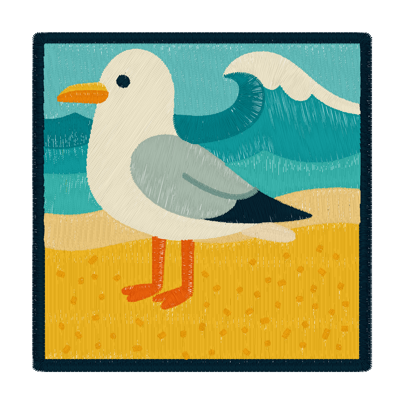 Seagull on the Beach Patch digital stitch preview