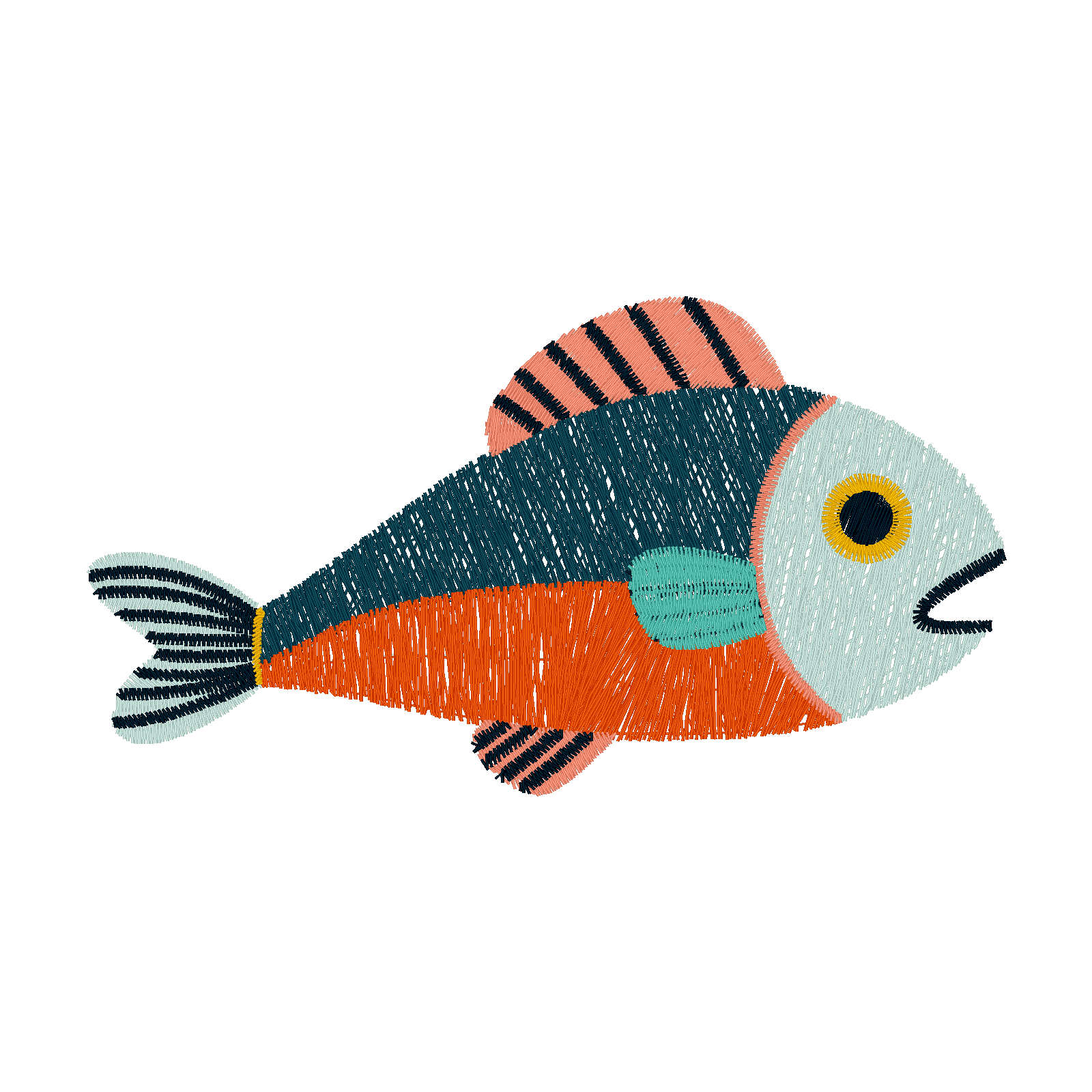 Splashy Stripes Fish digital stitch preview