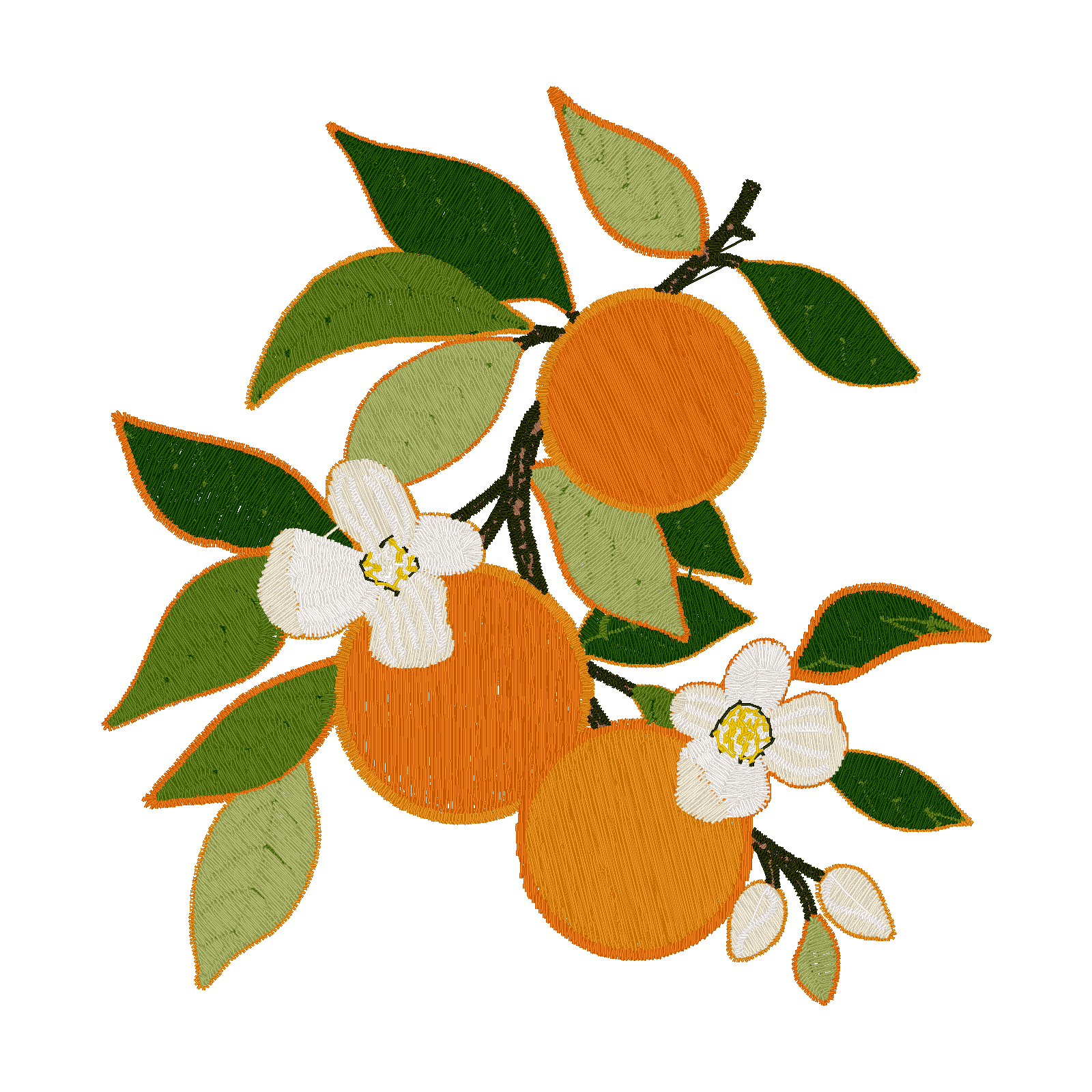Tangerines digital stitch preview