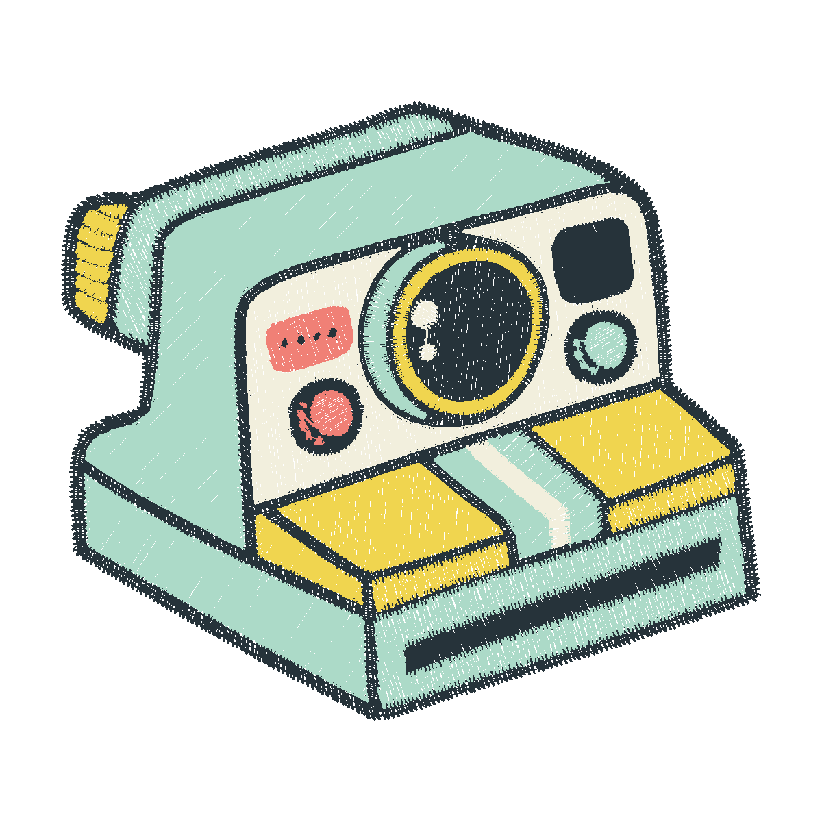 Ready-made Retro Instant Camera embroidery design