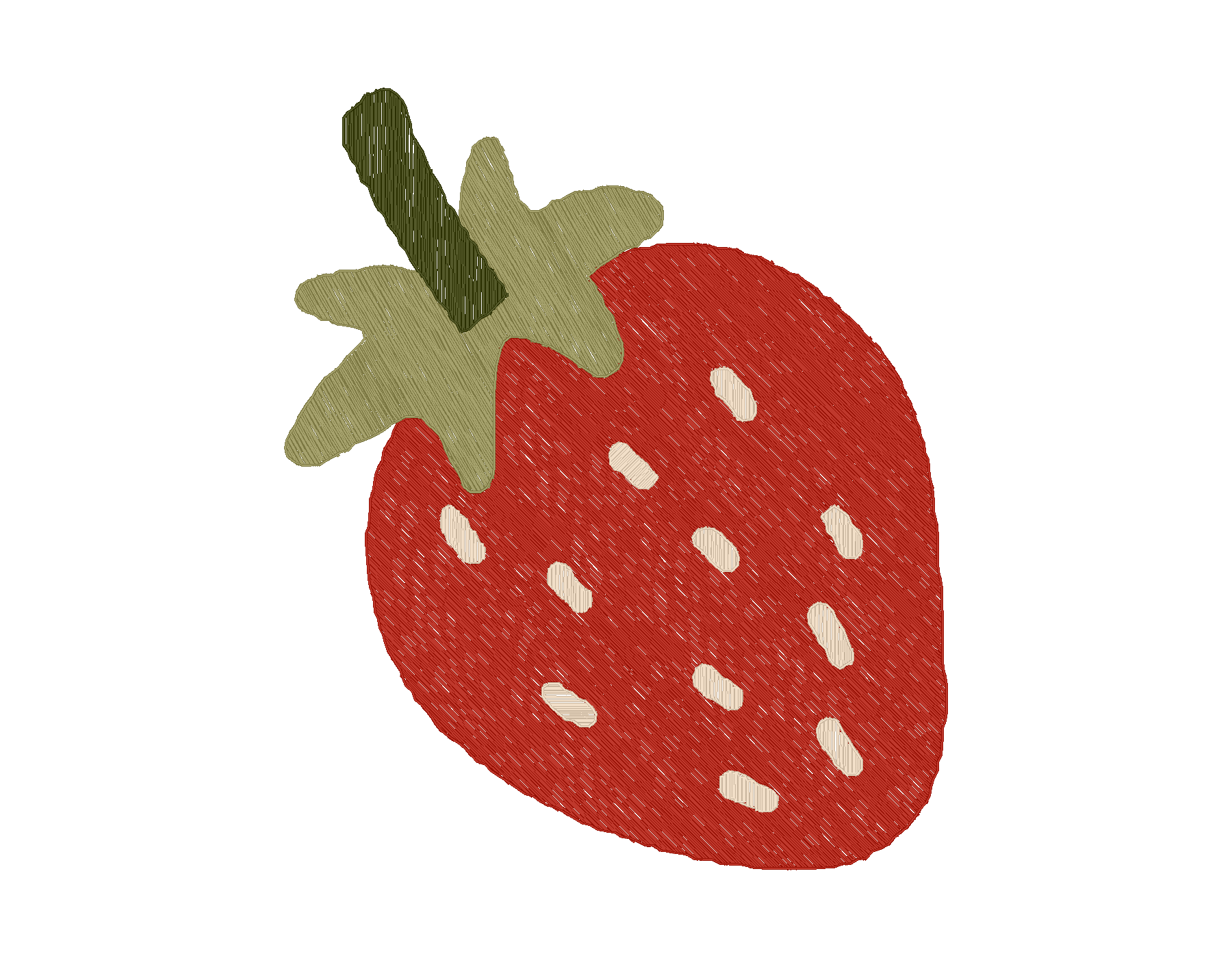 Strawberry artwork converted into embroidery stitches